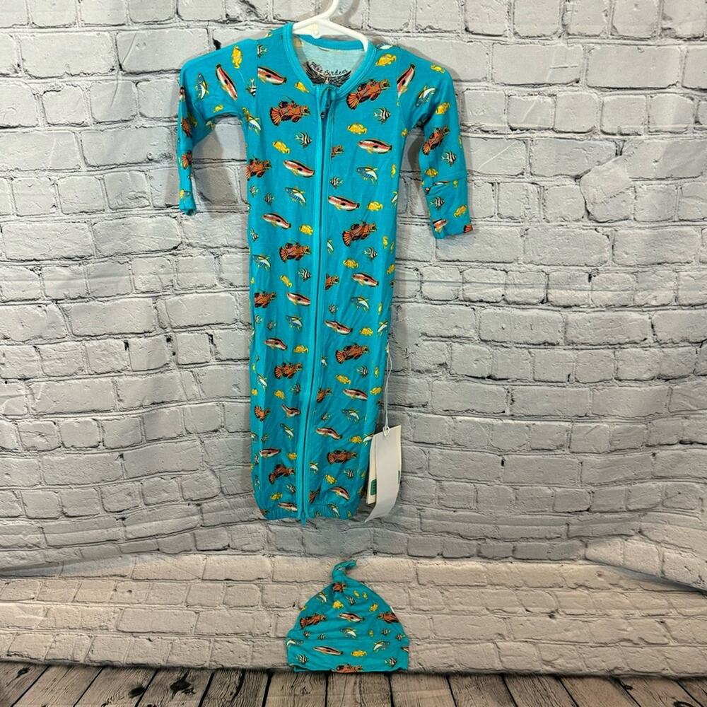 Free Birdees Fish Pattern Bamboo Gown and Hat